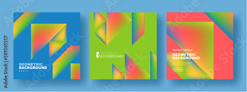 Set of abstract backgrounds - overlapping triangles with fluid gradients design. Collection of covers, templates, flyers, placards, brochures, banners