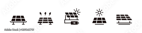 Simple solar panel icon collection eco energy power charge vector illustration
