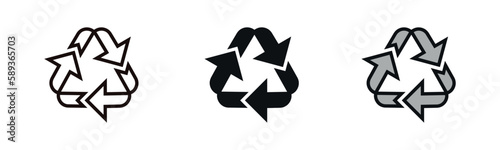 Recycle triangle arrow vector icon illustration