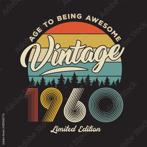1960 vintage retro t shirt design vector