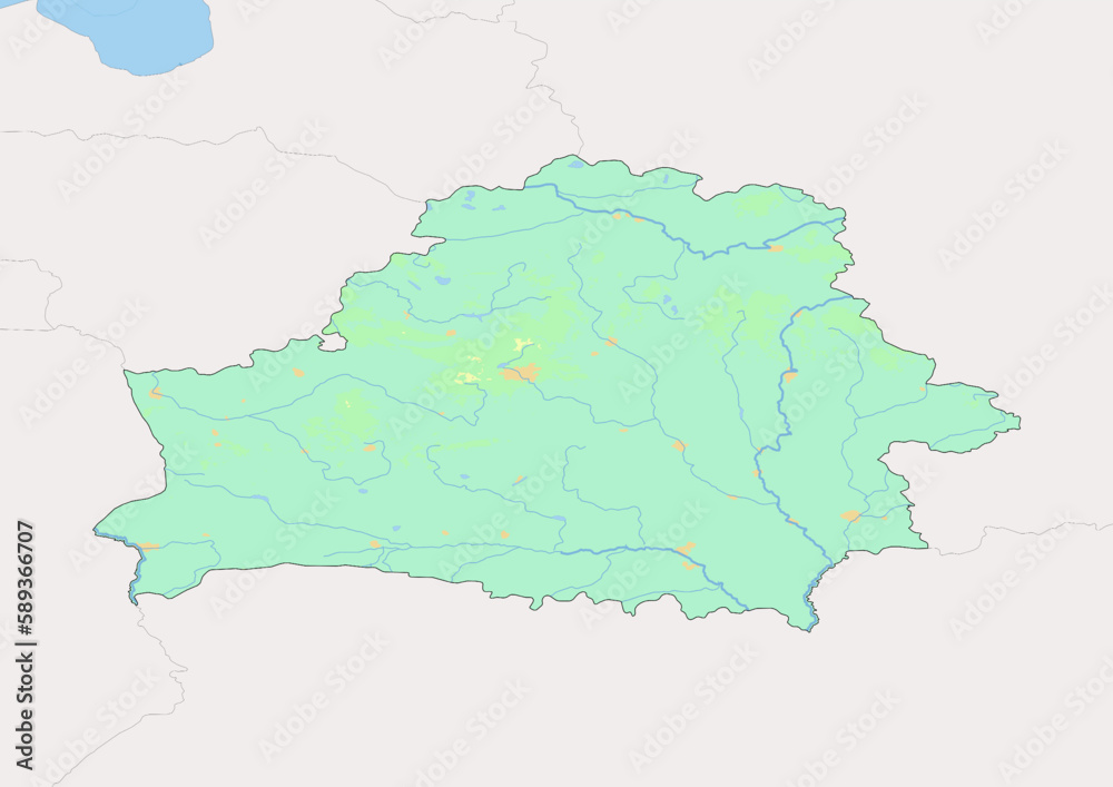 High detailed vector Belarus physical map, topographic map of Belarus