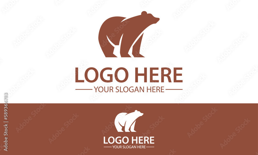 Brown Color Simple Polar Bear logo Design
