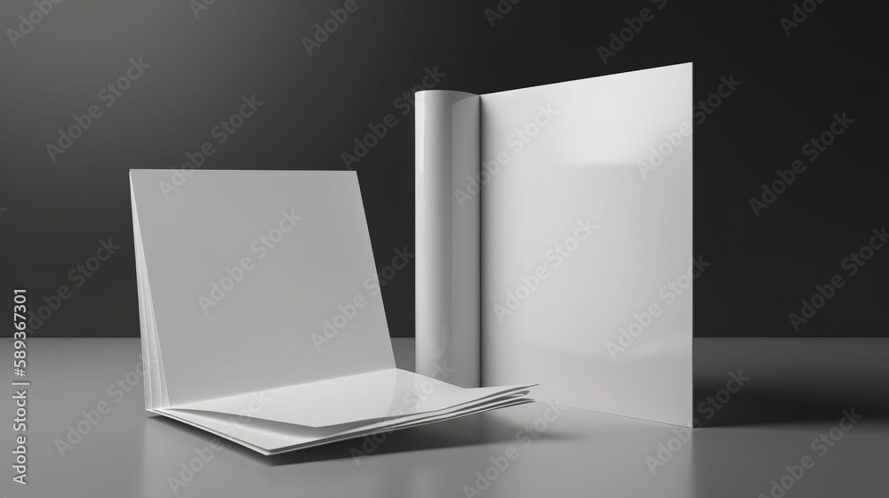 Brochure 3D Rendering White Blank Mockup Brochure 3D Rendering White Blank Mockup