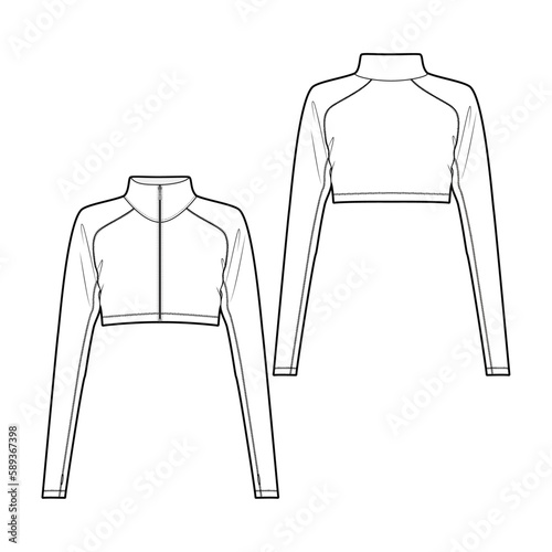 Women's cropped jacket fashion vector sketch, Apparel template - Illustrator CC