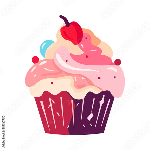 sweet baked cupcake with fruit
