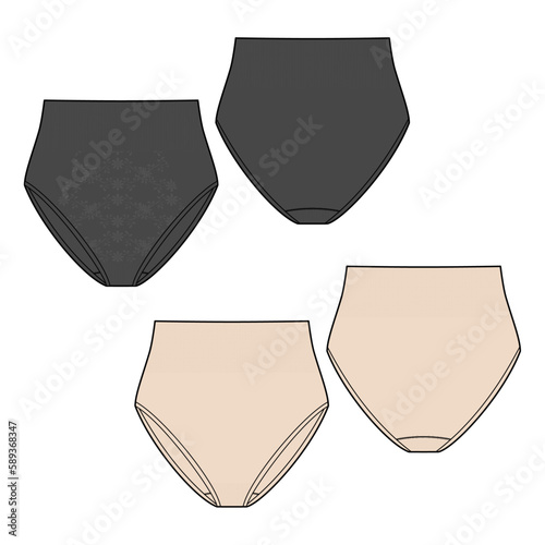 Women's sculpting brief fashion vector sketch, Apparel template - Illustrator CC