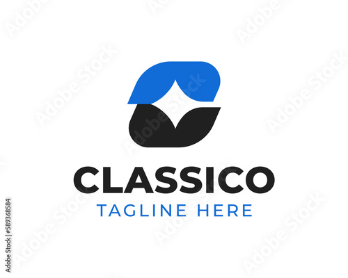 Unique ada modern letter c star logo