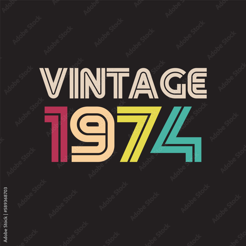 1974 vintage retro t shirt design vector