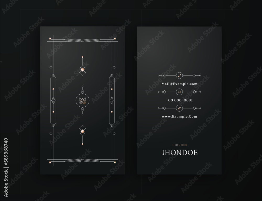 Classical Elegant black and white Vertical business card Editable ...