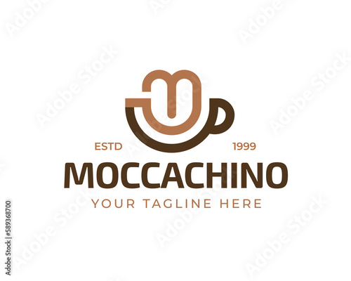 Modern Letter M Coffee Cup Logo for Coffee Business