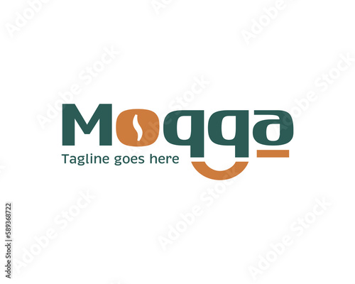 moqqa logotype lettermark with coffee bean in letter o