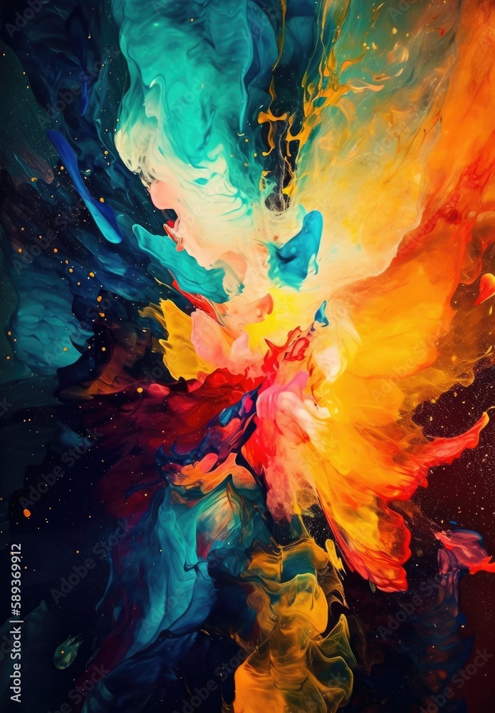 Clouds of colourful paint texture background illustration. Beautiful, vibrant, rainbow flow of colours. Generative AI. Clouds of colourful paint texture background illustration. Beautiful, vibrant, rainbow flow of colours. Generative AI.
