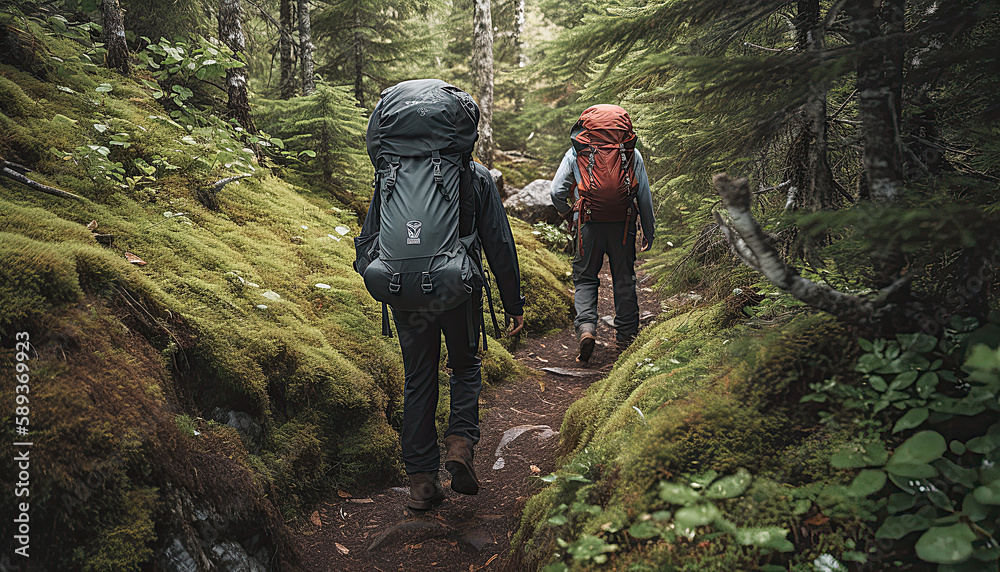 hiker in the mountains. Created using generative AI hiker in the mountains. Created using generative AI