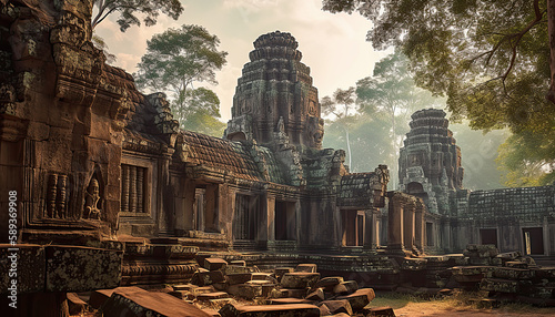 bayon temple country. Created using generative AI photo