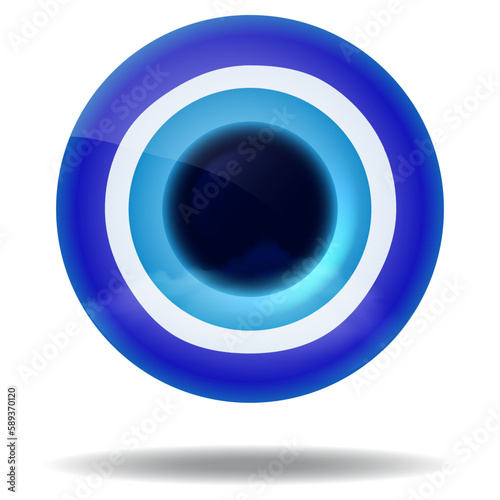 Vector Single Nazar Amulet with shadow vector, An Eye-shaped Amulet believed to protect against the evil eye with modern concept.