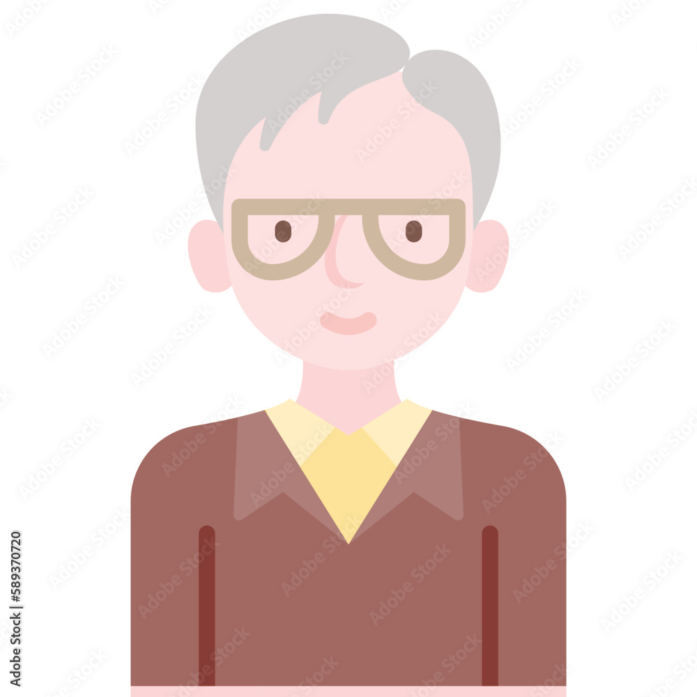 elder male avatar flat icon