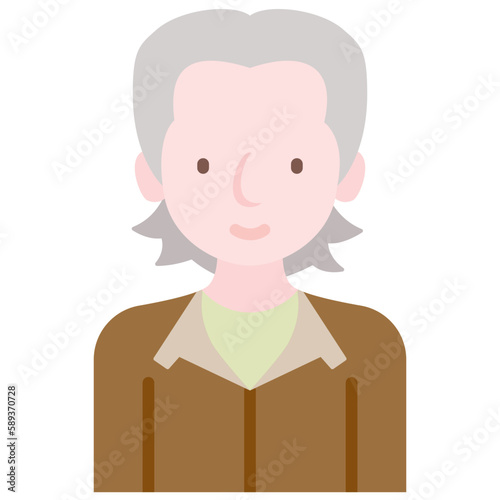 elder male avatar flat icon