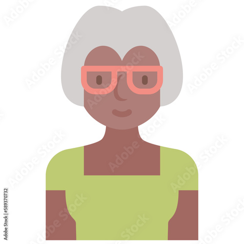 elder female avatar flat icon