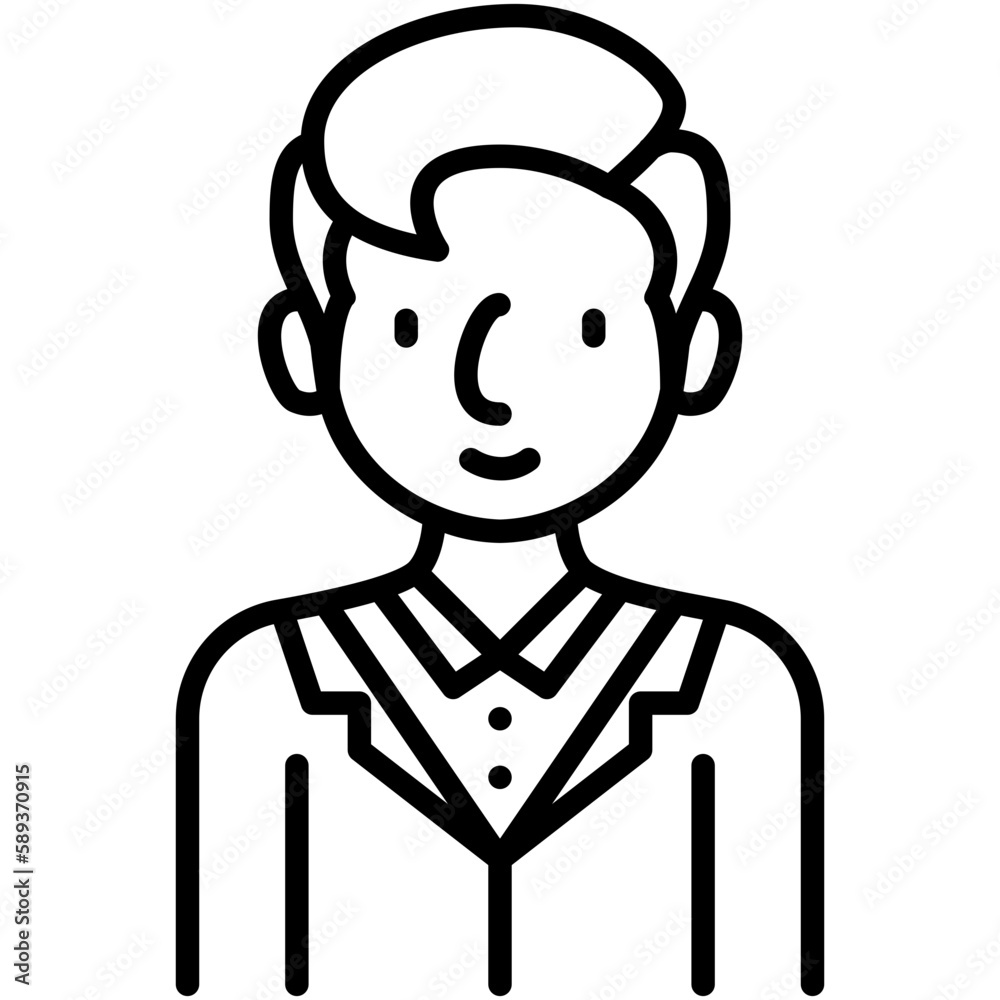 elder male avatar black outline icon