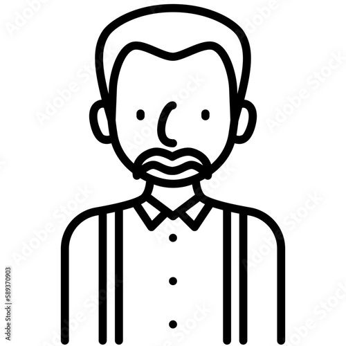 elder male avatar black outline icon
