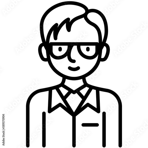 elder male avatar black outline icon