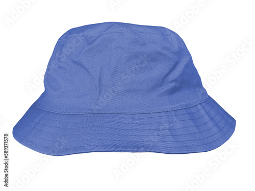 blue bucket hat isolated on white background