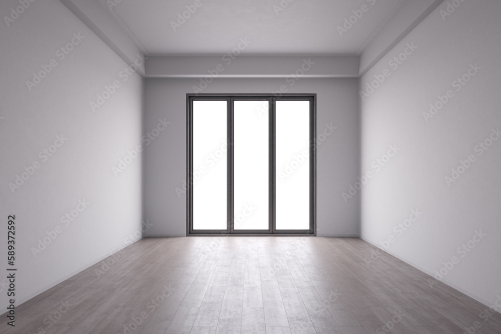 White room interior space with wooden floor and slide door, 3d rendering.
White room interior space with wooden floor and slide door, 3d rendering.