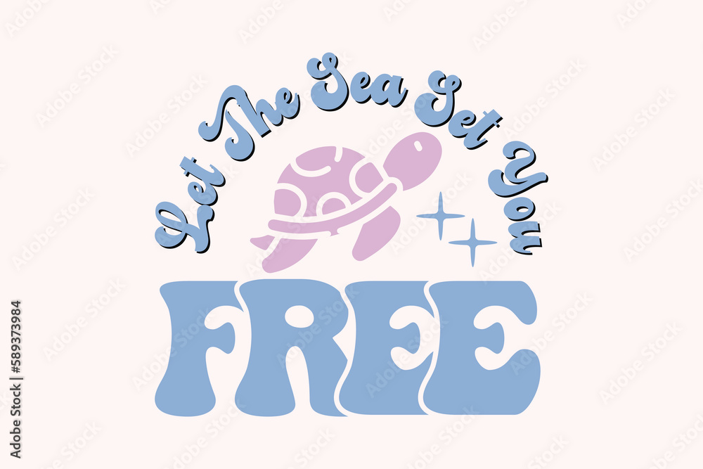 Fototapeta premium Summer Retro Quote SVG Design, Summer Beach SVG, Summer Design for Shirts