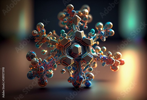 Treosulfan drug molecule. 3D rendering. Generative AI photo