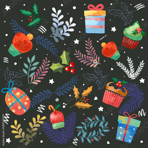 design repeat pattern winter and snow 