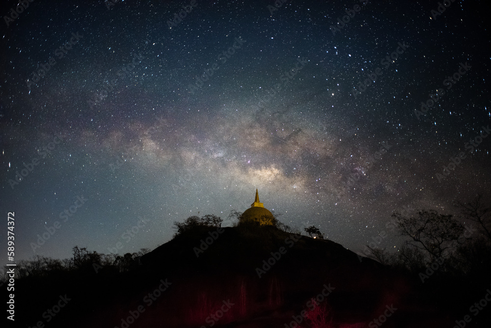 Dreamy landscape of Milky way galaxy. Amazing background of night sky at Thailand. Long exposure