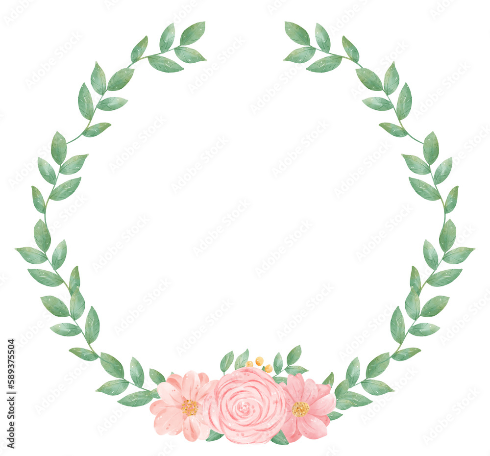 watercolour sweet floral wreath and banner flower bouquet painting watercolour sweet floral wreath and banner flower bouquet painting