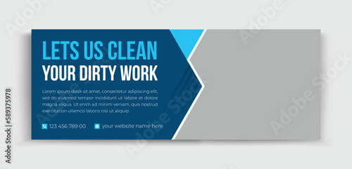 Cleaning Service facebook cover | Professional business facebook cover page timeline web ad banner template. Cleaning business company social media design 