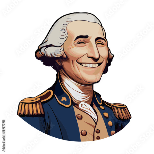 President George Washington smiling, AI Generated,