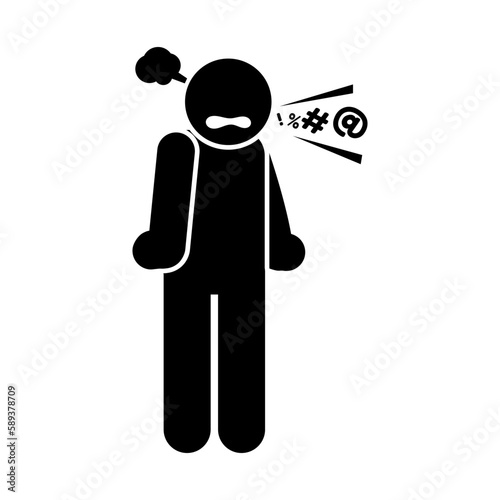 A stick figure pictogram depicting an angry person can be a simple and effective way to convey emotions in visual communication. 