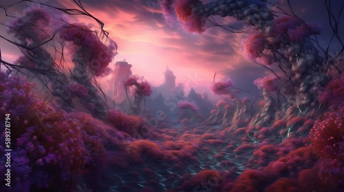 Surreal Garden of Neurons Background, Made with Generative AI