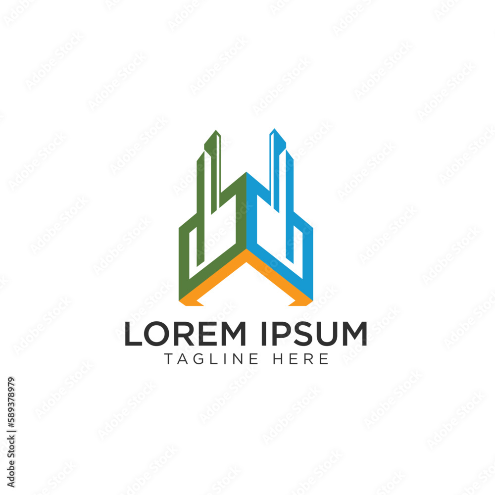 3D abstract logo, vector design with glossy and sharp color combinations, cool design illustrations for industry logo