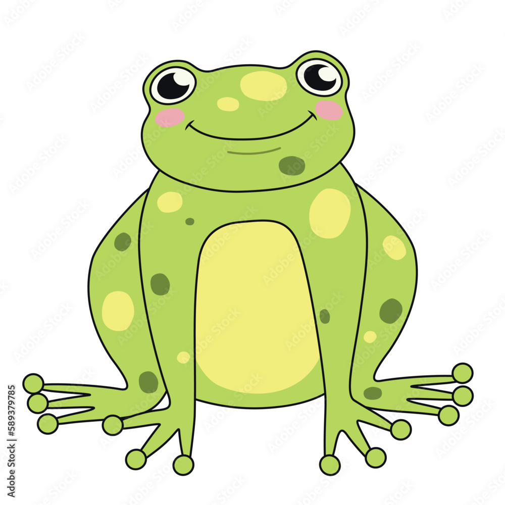 Obraz premium Cute green frog on white background
