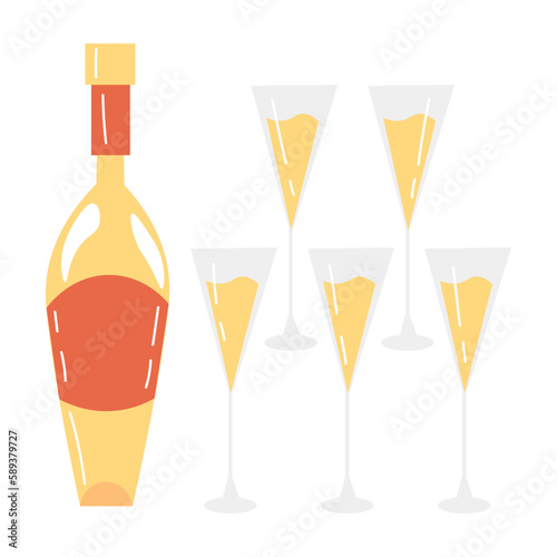 Bottle and glasses of champ...