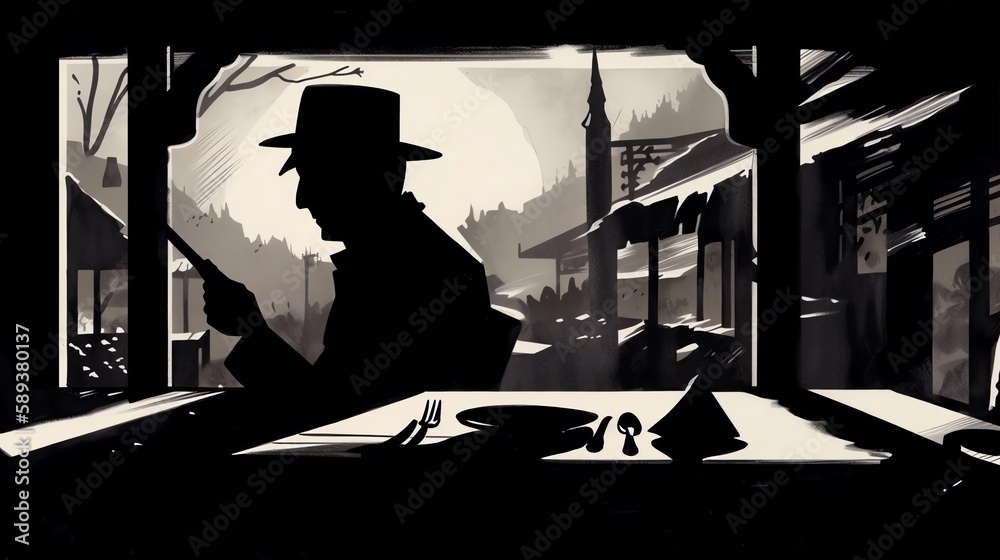 Gangster Silhouette Diner Background, Made with Generative AI