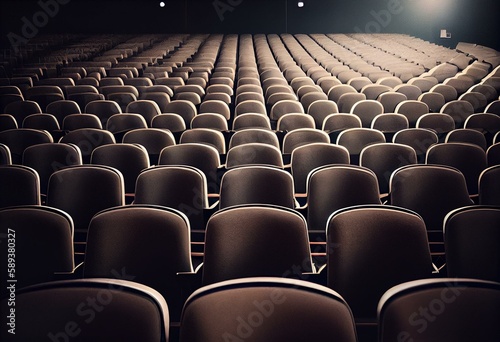 Empty chairs auditorium conference. Generative AI