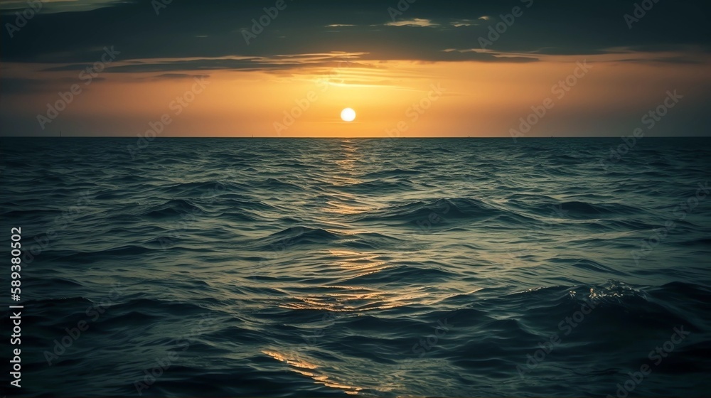 Muted Sunset Over the Ocean Background, Made with Generative AI