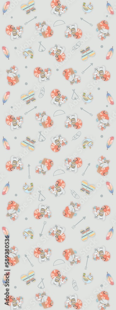 Fabric design with various animal motifs Fabric design with various animal motifs