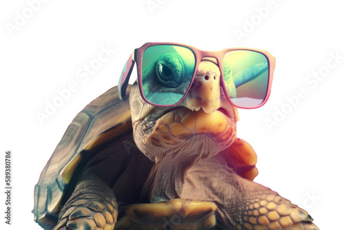 turtle, wearing shades sunglass eyeglass isolated. Generative AI