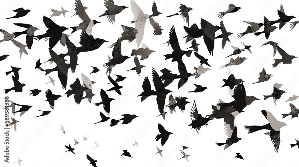 Flock of Birds in Flight Background, Made with Generative AI