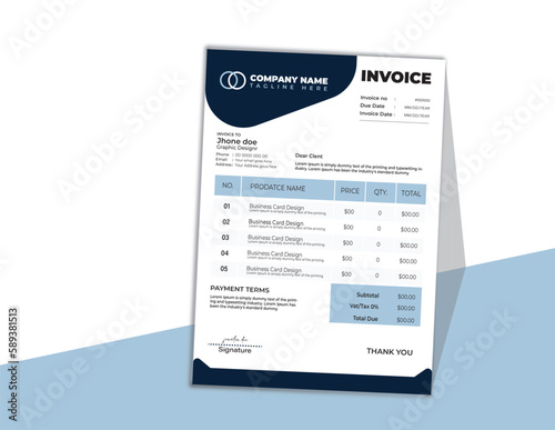 Minimal Invoice Layout.clean invoice template vector design.Business invoice form template.
