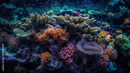 Colorful Underwater Coral Reef Background, Made with Generative AI