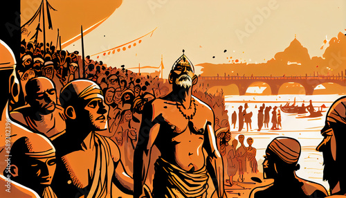 illustration abstract Kumbh Mela Festival. Generative AI