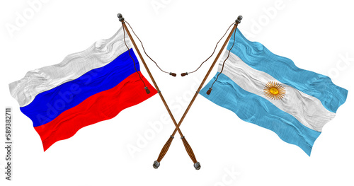 National flag of Argentina and Russia. Background for designers