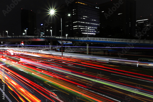 夜の幕張の交通光跡 photo